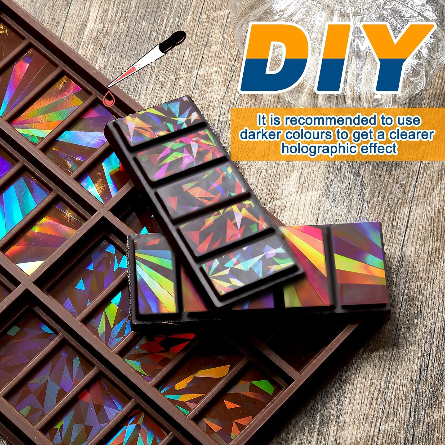 Ziliny Holographic Chocolate Molds Resin Silicone Chocolate Bar Deep Thick Molds for Reusable DIY Baking Wax Melts(Windmill and Snowflake) image number 3