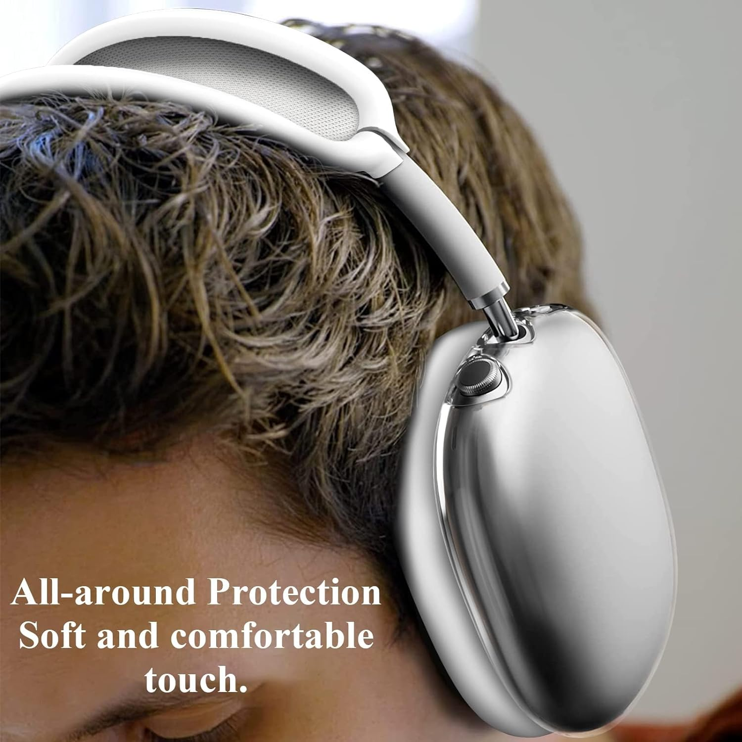 Silicone Case Cover for Airpods Max Headphones, 3In1 Clear Soft TPU Ear Cups Cover/Ear Pad Case Covers/Headband Covers for Airpods Max (Clear)