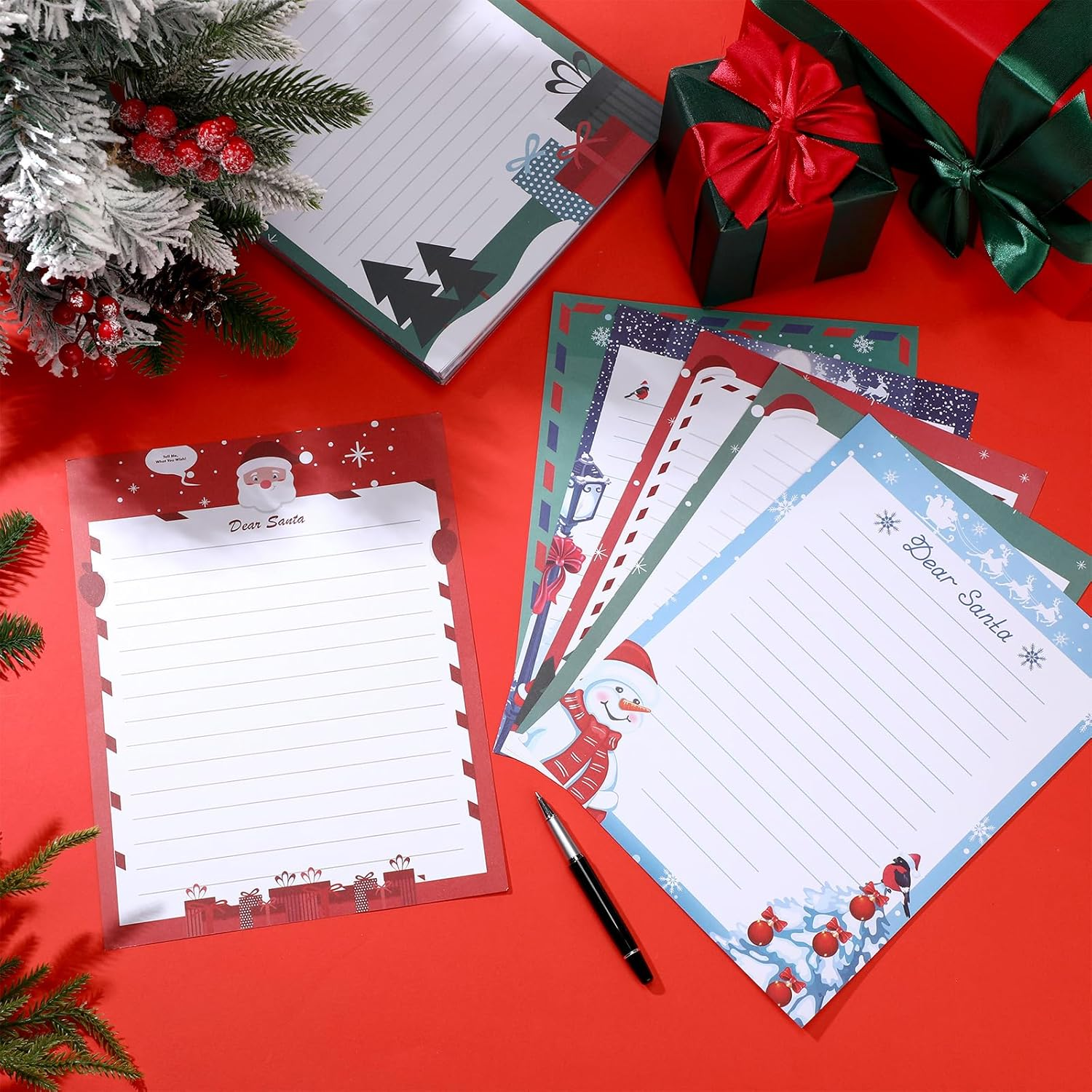 Spakon 180 Sheet Christmas Stationery Paper 8.5 X 11 Inch Christmas Letter Paper Letters to Santa Holiday Letterhead Writing Paper for Xmas Notes Greeting Cards Invitation Office School Printing image number 2
