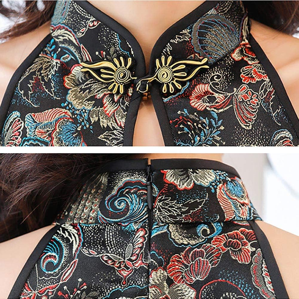 Cheongsam Dress Sleeveless Mandarin Collar Sexy High Slit Chinese Cocktail Party Bodycon Costume Hollow Out Bust Outfit image number 3