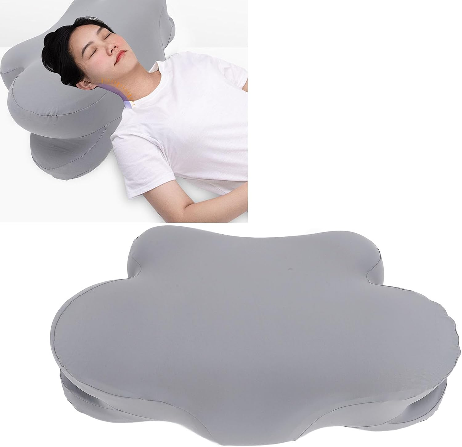 Neck Pillow, Memory Foam Pillow, Ergonomic Neck Support Pillow with Side Arm Cutout, Removable Breathable Pillow, Adjustable Orthopedic Bed Pillow for Side Back Stomach Sleeper