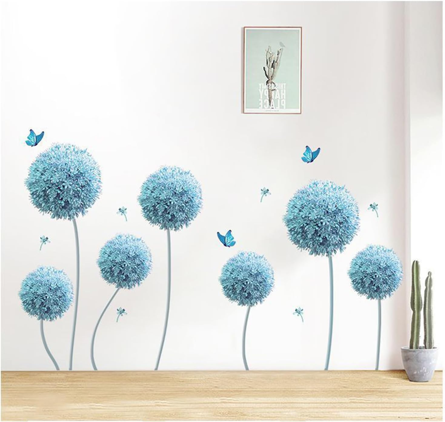 Green Plant Wall Stickers, Tropical Rainforest Monstera Leaf Decal Natural Palm Leaves Nordic Green Leaf Plants Banana Leaf Bird Wall Mural Bedroom Living Room (Green Palm Tree)