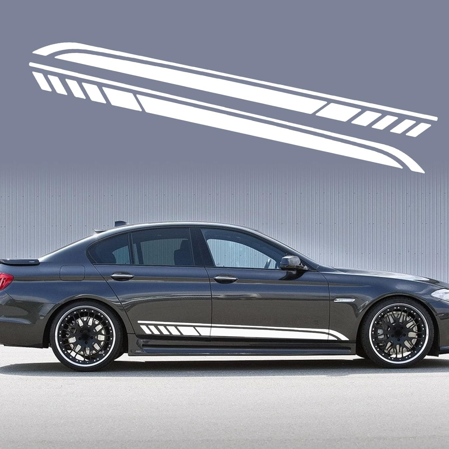 RUIANTE Sports Racing Stripe Stickers for Car Body Door Side Stripe Graphic Vinyl Decals Decoration for All Cars SUV Truck Off-Road Vehicles Universal Stickers Accessories 2Pcs (Black)