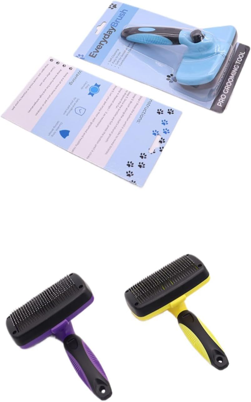 PHCOMRICH Self Cleaning Slicker Brush for Dogs& Cats, Skin Friendly Grooming Brush Grooming Tool for Dogs & Cats, Deshedding Pet Supplies Accessories (Purple) - Purple image number 4