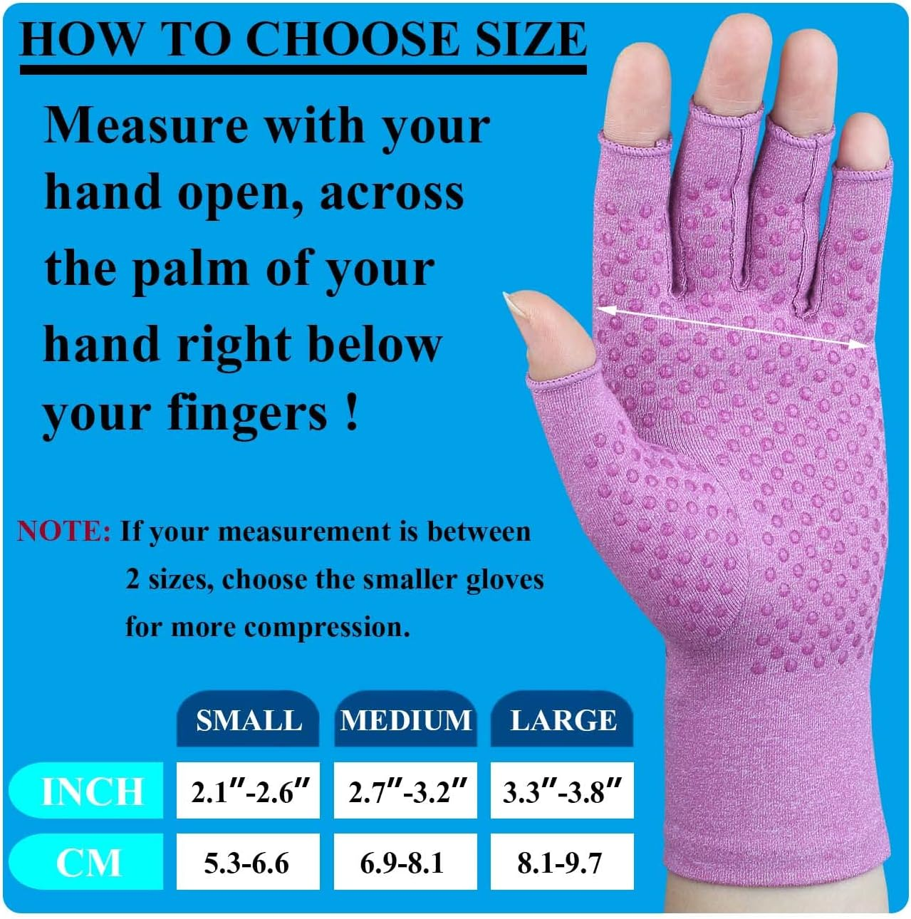 2 Pairs Arthritis Gloves for Women Men, Fingerless Compression Gloves for Hand Pain, Carpal Tunnel, Non Slip Dots image number 6