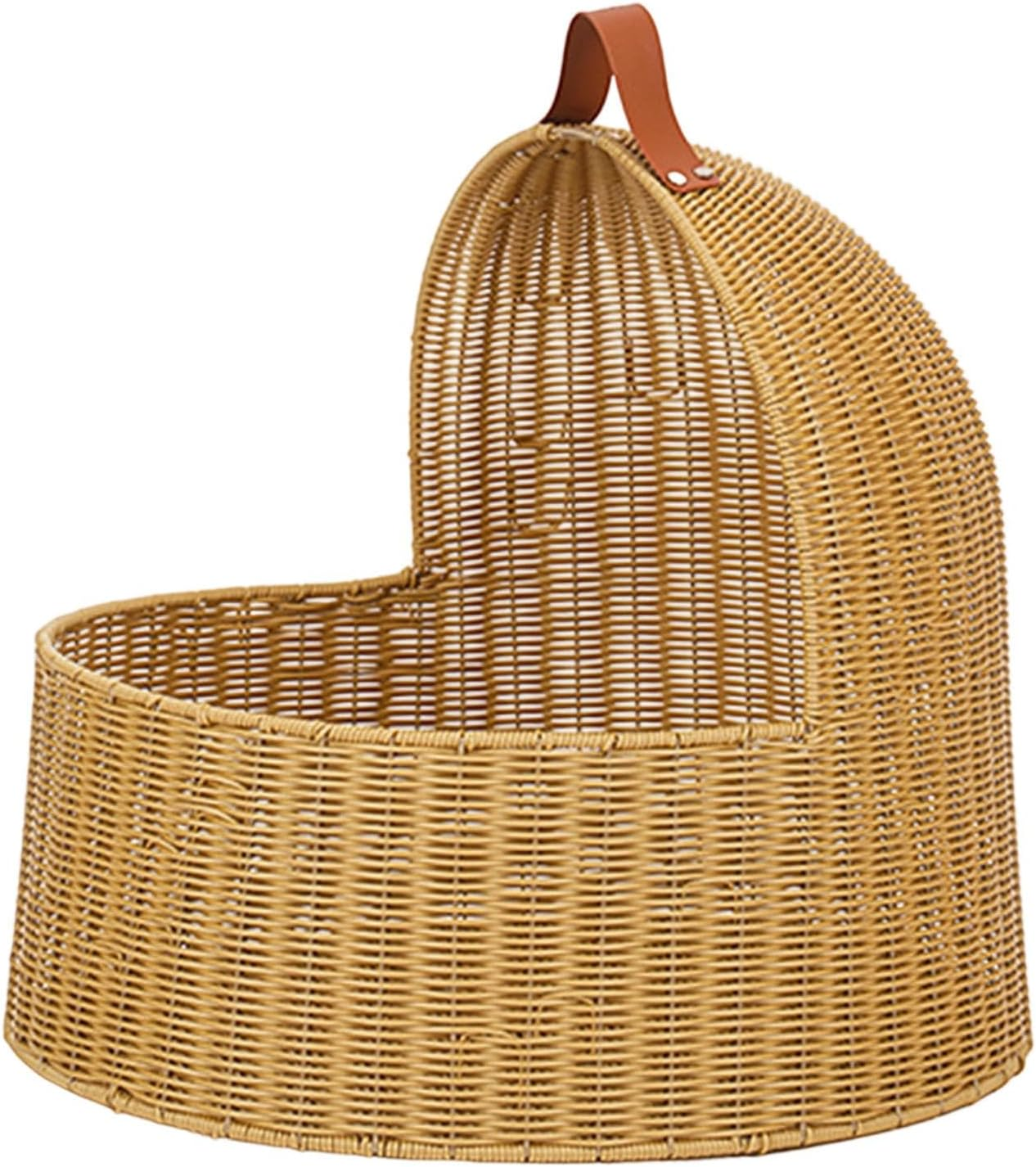 Fewnvwa Imitation Rattan Cat Bed, Hideaway, Comfortable Nest, Semi-Enclosed Pet Bed, Cat House for Small Dogs, Kittens, Puppies, Kittens, Yellow