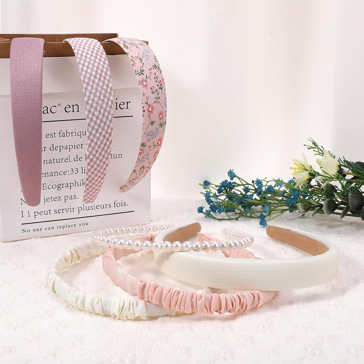 COMNICO Fashion Headbands for Women, 7 Pieces Non Slip Girls Headbands Set Cute Fabric Sparkly Multiple Color Hair Bands Hair Accessories for Women Girls Kids image number 3