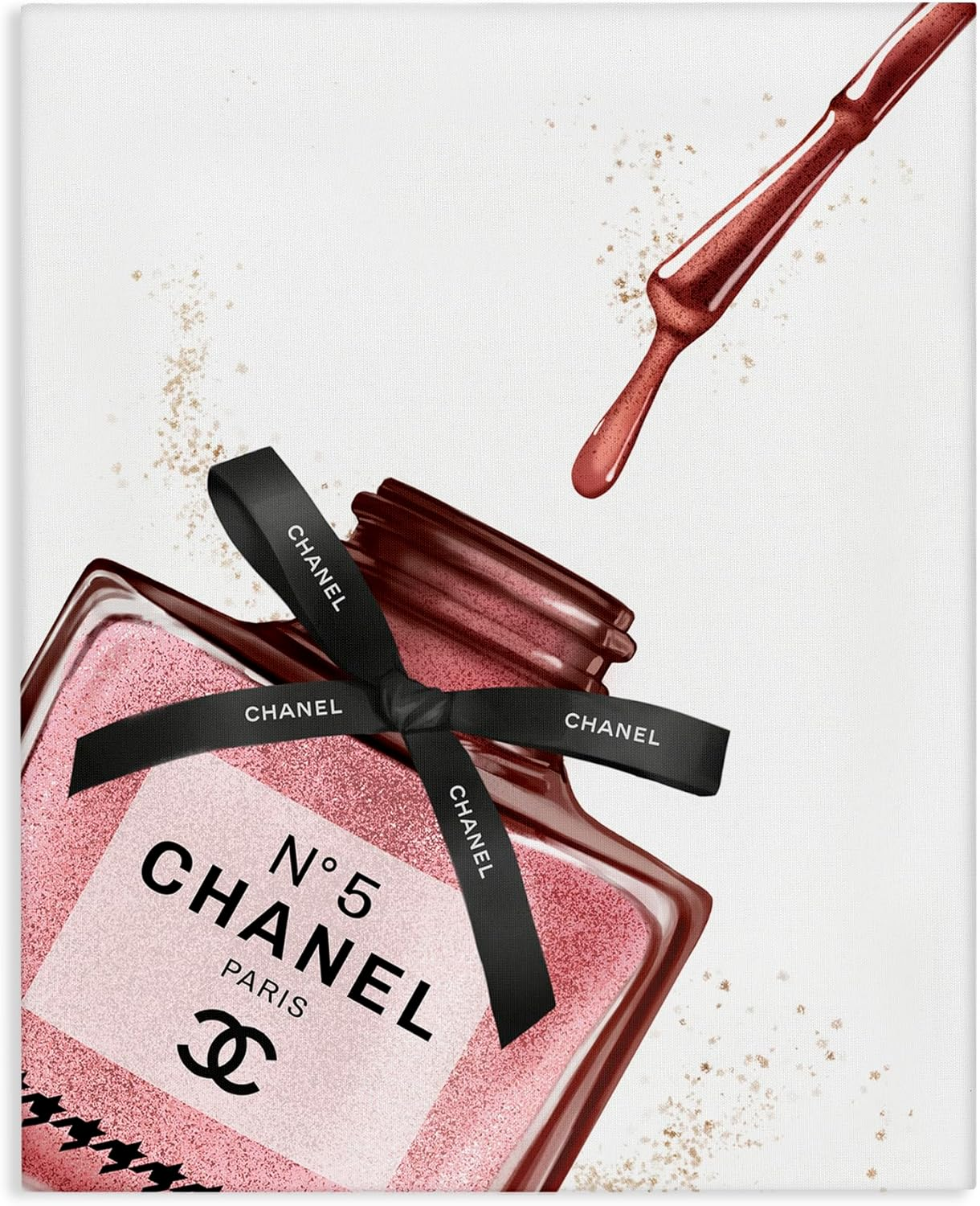 Stupell Industries Makeup Nail Polish Brush Drip Pink Fashion Design Canvas Wall Art, Multi-Color image number 3