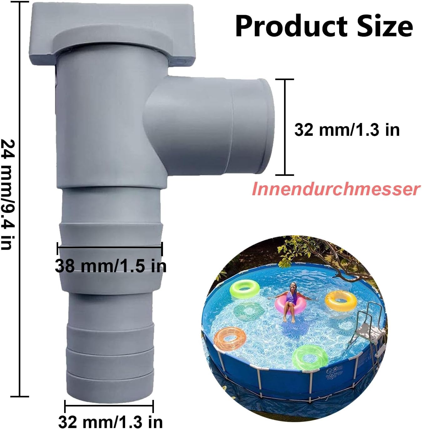 1 Set of Plunger Valves Suitable for 32Mm above Ground Swimming Pools, Hose Connection Kit with Hose Clamp, Maintain Swimming Pool Accessories, Pool Replacement Parts image number 3