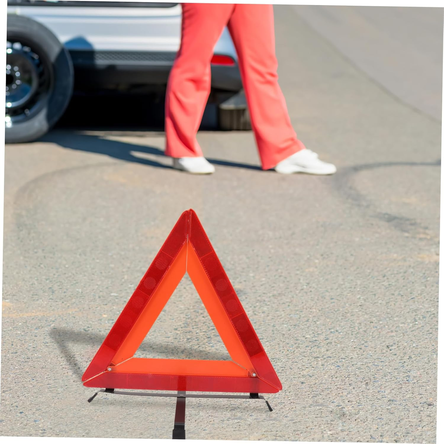 Mikinona Car Warning Triangle Reflective Safety Triangle Roadside Assistance Sturdy Plastic Easy to Use image number 6