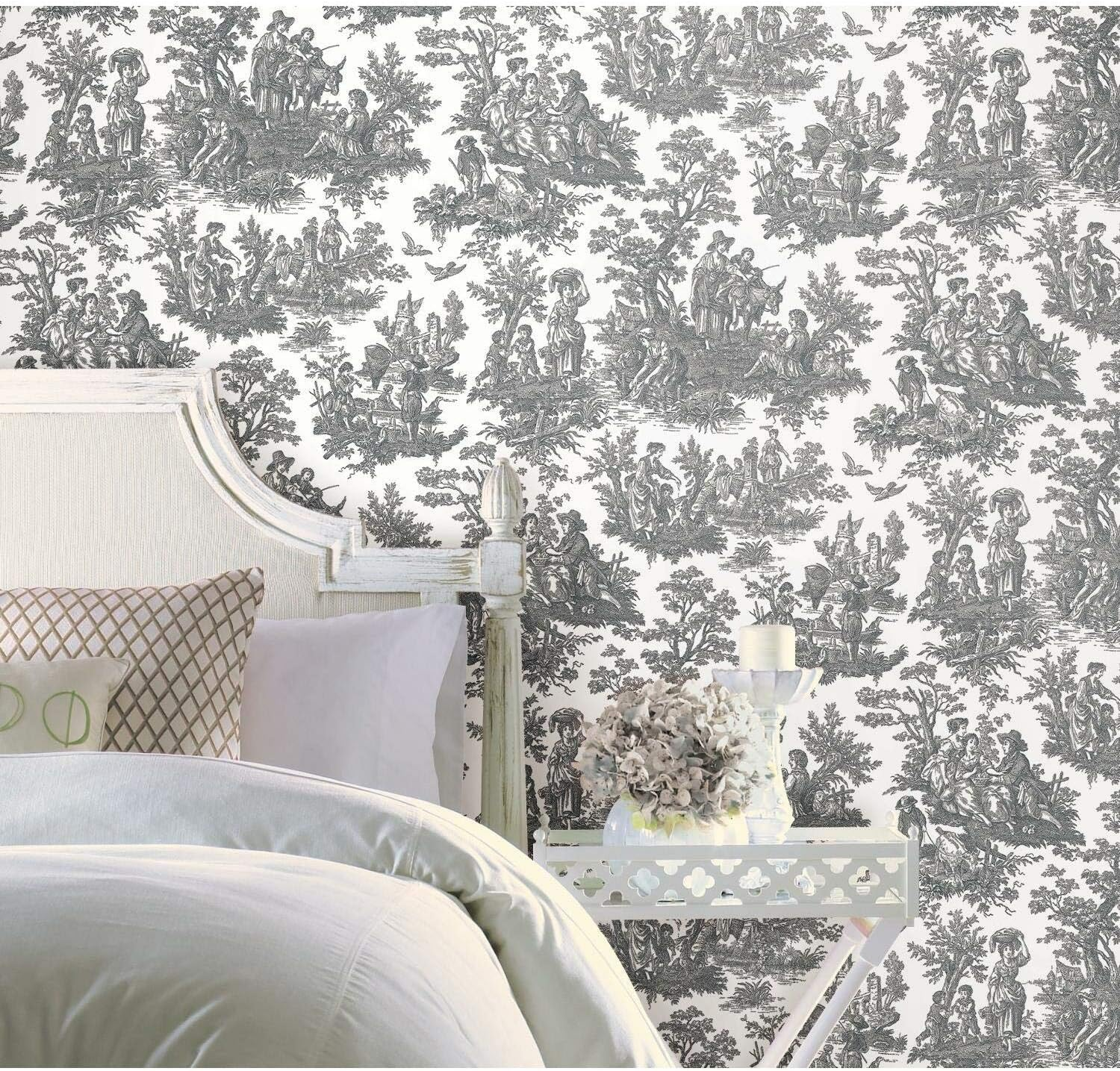 Waverly Country Life Toile Peel and Stick Wallpaper - Red, White image number 3