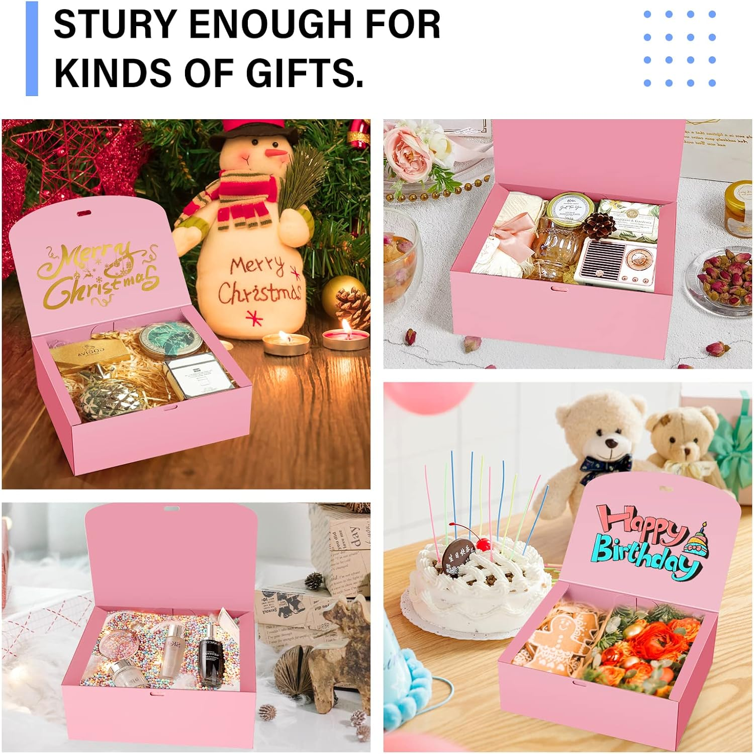 PEKGRIL 15 Pcs Gift Boxes with Lids, Pink 10X8X4 Inch Gift Boxes, Bridesmaid Proposal Box with Ribbon, Kraft Paper Boxes for Wedding, Packaging, Present, Birthday, Christmas, Party image number 5