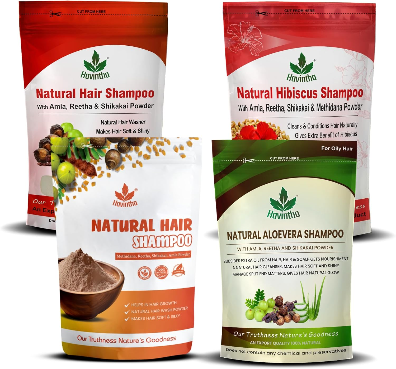 Havintha Natural Herbal Powder Shampoo for Hair - 4 Types Shampoo (Each 227 Gm) image number 4