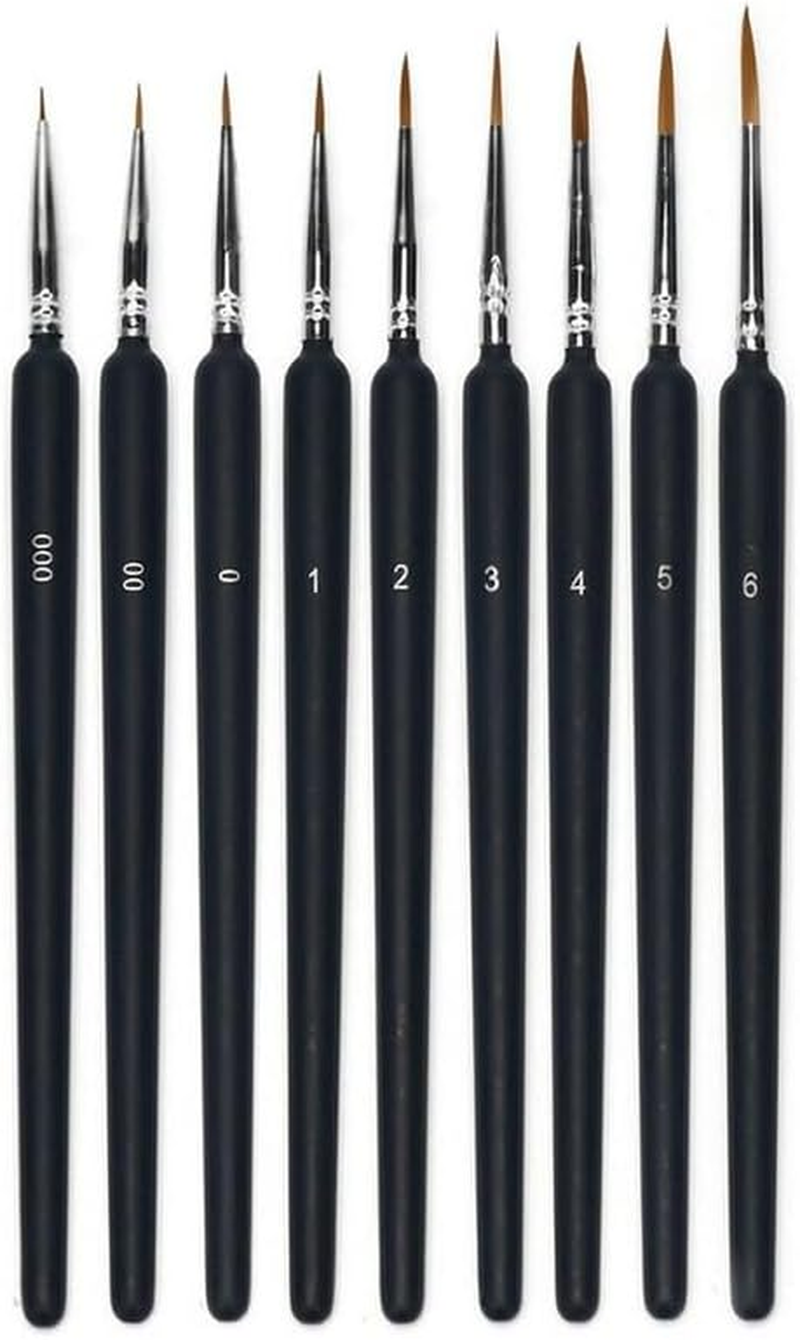 AIMALL 9 Pcs Sable Hair Paint Brush Set, Detail Miniature Painting Brushes, Sizes 000-6, Perfect for Oil, Watercolour, Gouache, Acrylic, and Nail Art Projects image number 6
