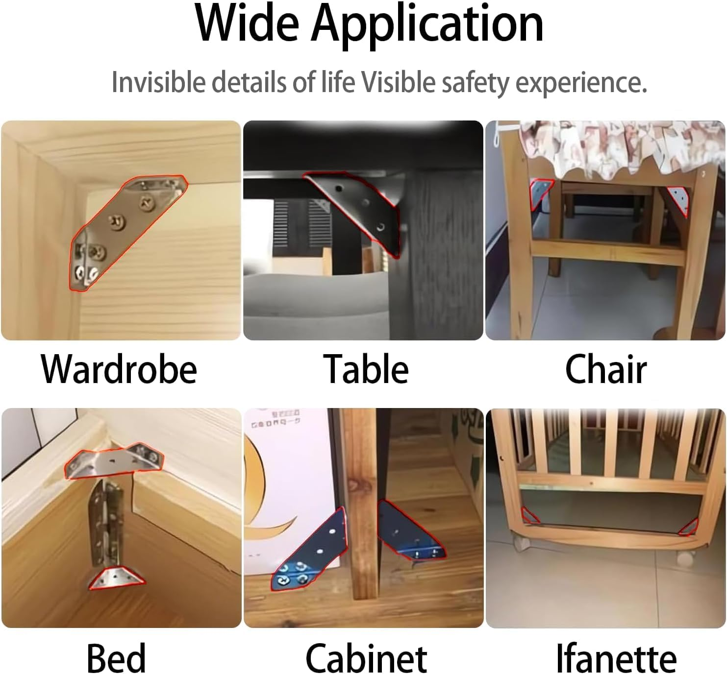 20 Pack Universal Stainless Steel Furniture Corner Connector, Stainless Steel Angle Corner Brackets for Shelf Cabinet Table Chair, (Silver) image number 1