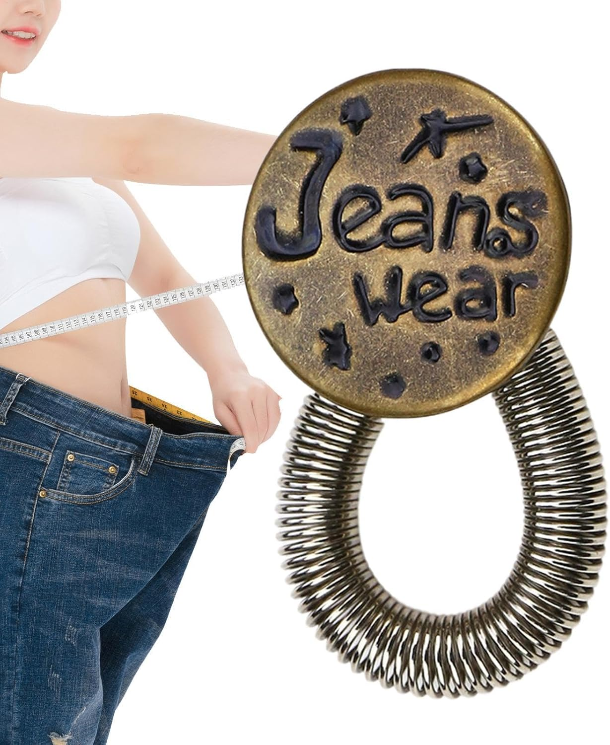 Pants Button Extender, Retractable Pants Waist Extender Button Adjuster for Jeans, Reusable Jeans Button Extender Jean Waist Stretcher for Women Men image number 5