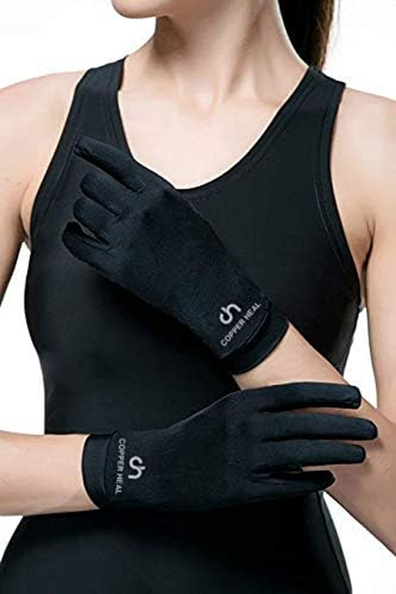 COPPER HEAL Arthritis Compression Gloves - BEST Copper Gloves (1 Pair) for Rheumatoid Arthritis, Carpal Tunnel, RSI, Osteoarthritis & Tendonitis (S, Black)
