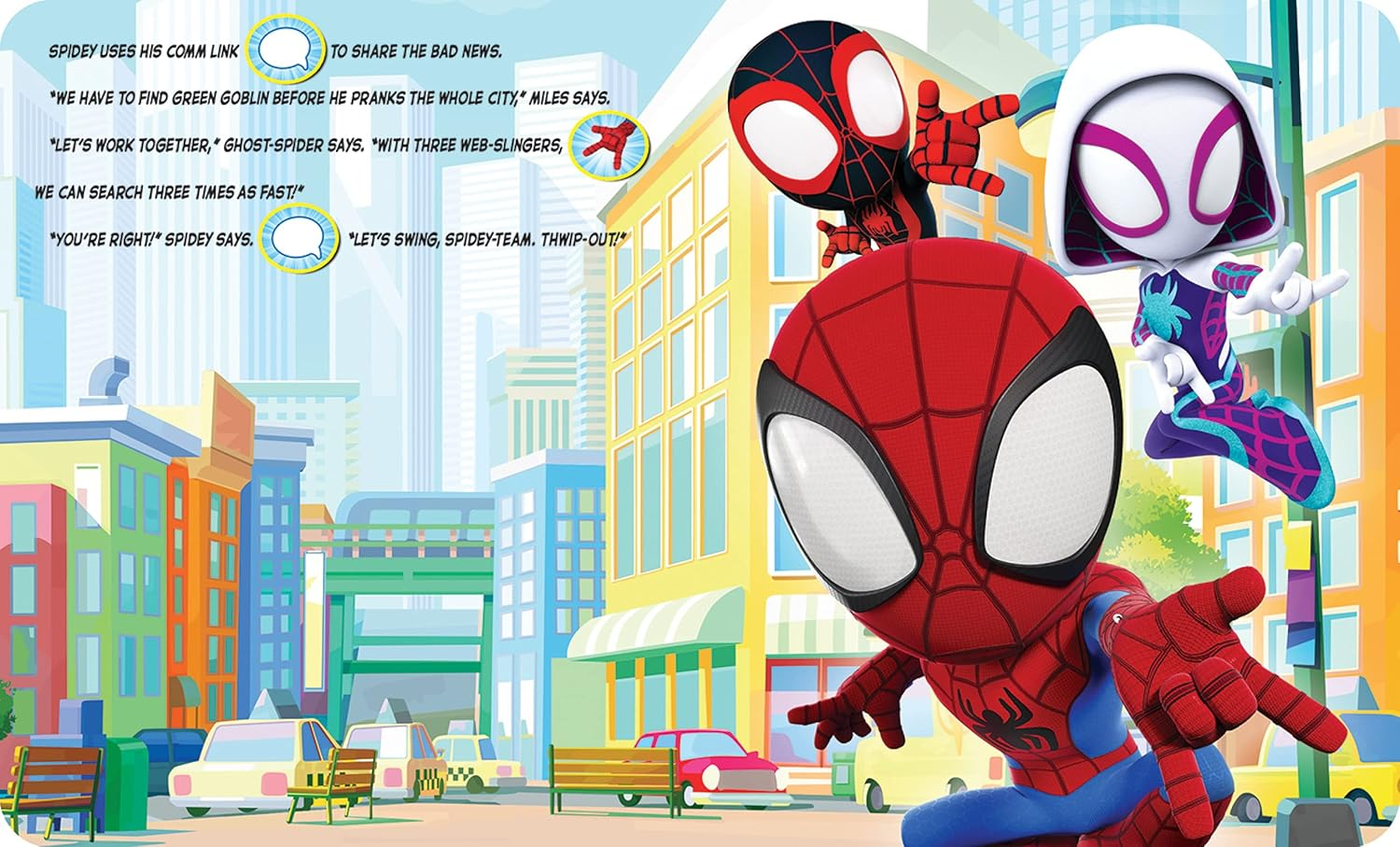 Marvel Spider-Man - Spidey and His Amazing Friends - Go-Webs-Go! Interactive Book and 5-Sound Wristband - PI Kids image number 4