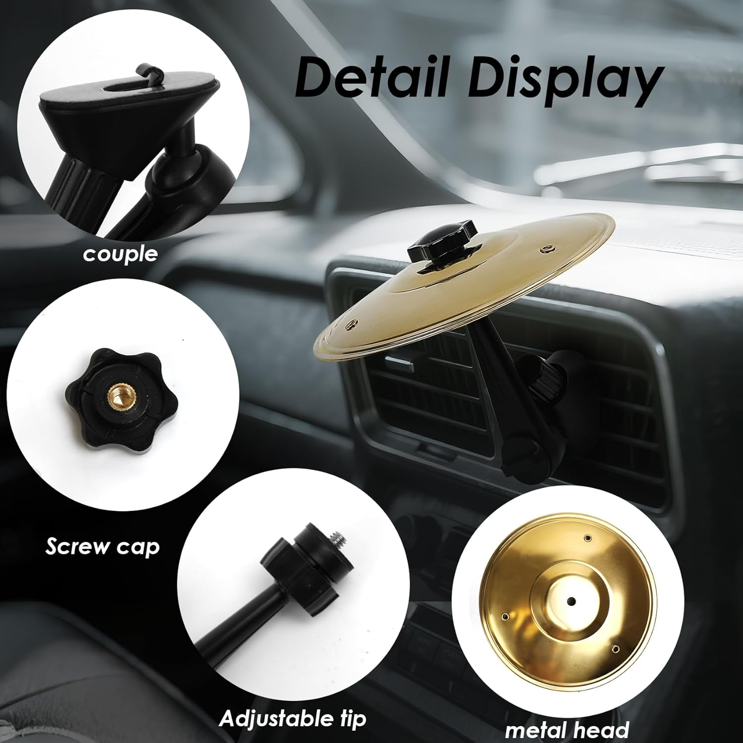 Car Crash Cymbal,Car Cymbal Air Vent Drums,Clip on Mini Symbal for Music Lovers image number 4