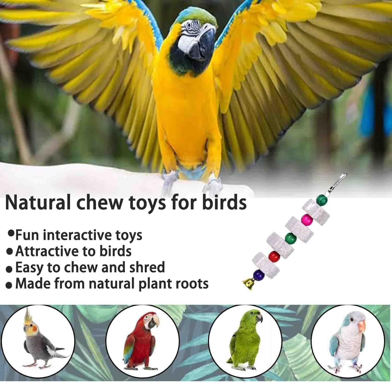 Parrot Beak Grinding Stone and Chewing Skewers, 3Pcs Parrot Grinding Teeth and Chewing Skewers, Bird Beak Grinding Stone, Bird Beak Grinding Calcium Stone with Bells image number 4