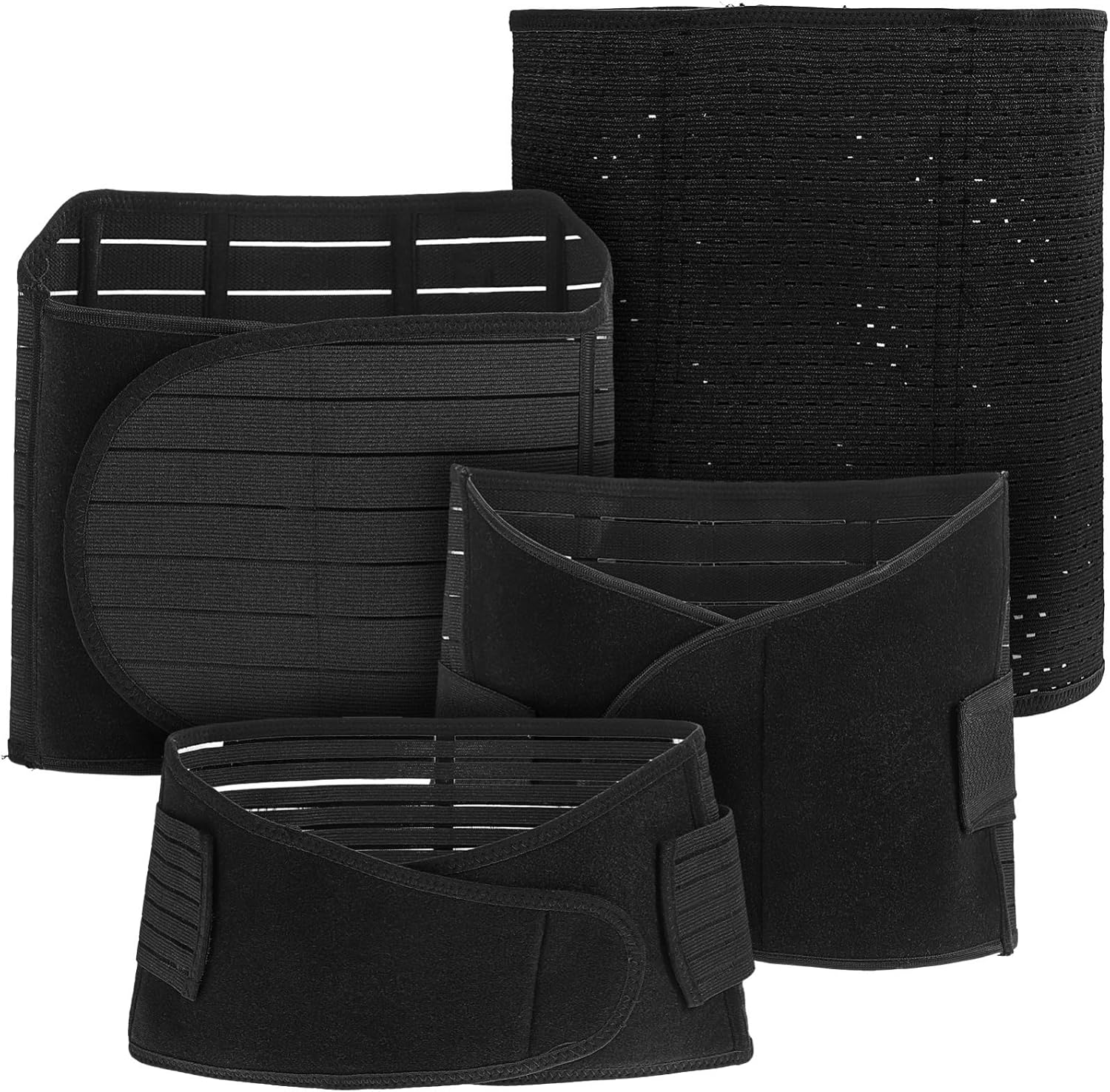 Postpartum Belly Band Waist Trimmer for Women Abdominal Binder Support Postpartum Recovery Belt for Moms Black image number 5