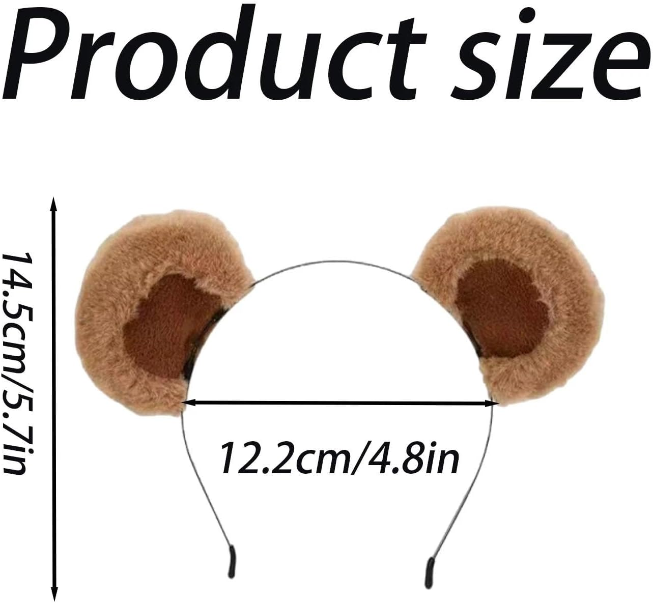 Dinghaole 2Pcs Cute Brown Bear Ear Headband, Soft Plush Animal Ear Headband for Costume Parties, Role-Playing, Festivals, Photography Props image number 4