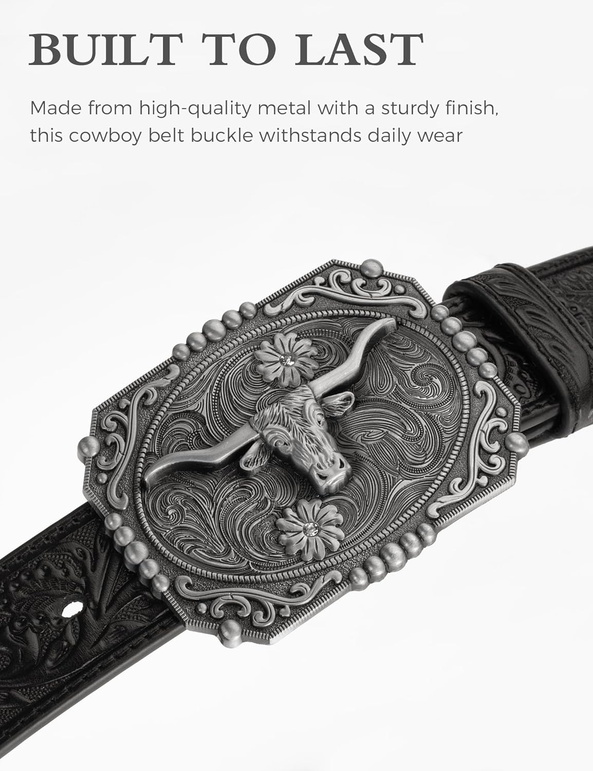 Vantrava Western Style Belt Buckle 1.5 Inch Cowboy Cowgirl Buckles for Men & Women Replaceable Buckle for Leather Belts image number 2