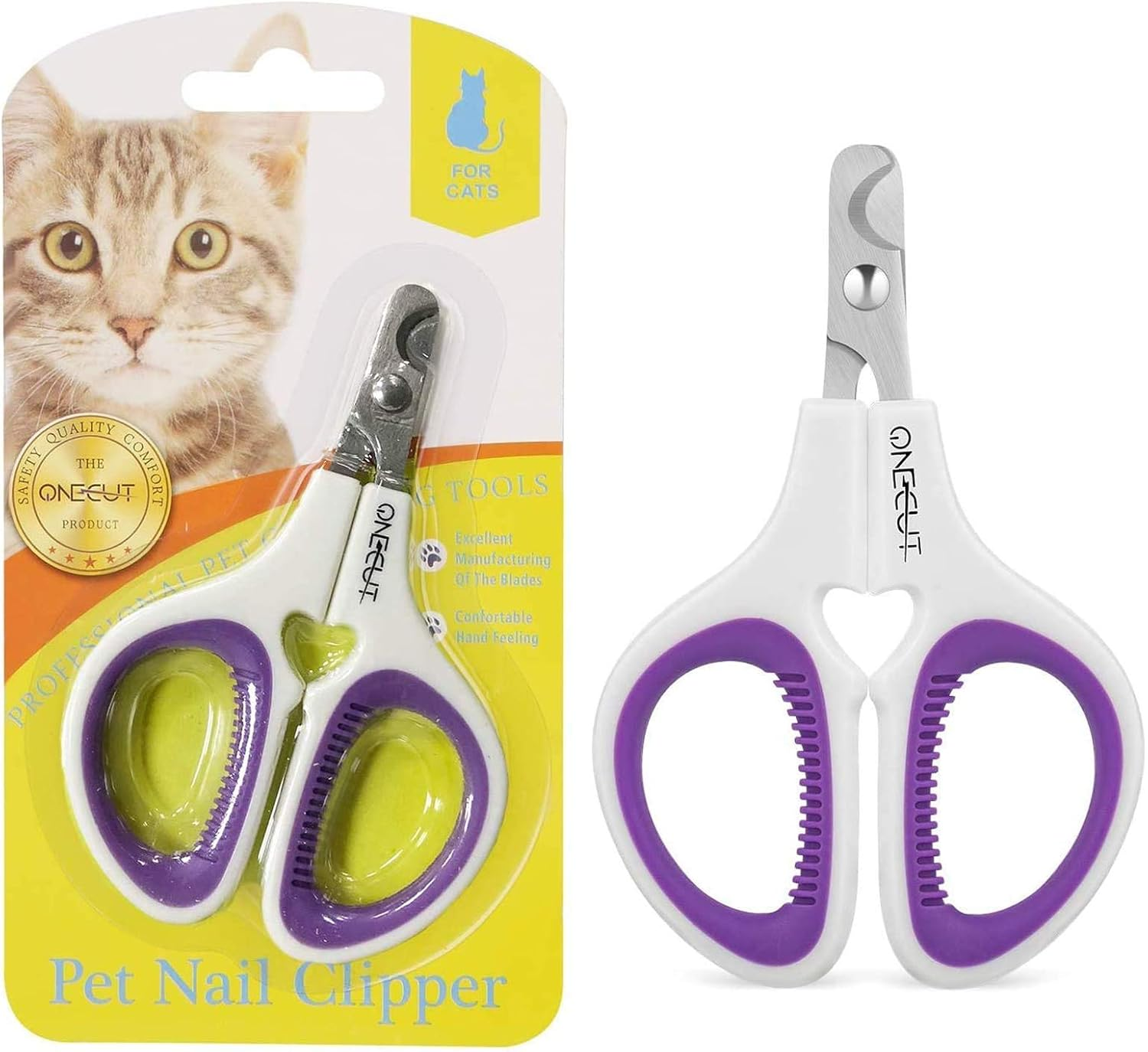 Onecut Cat Nail Scissors - Nail Scissors for Dogs, Professional Pets Nail Clippers with Non-Slip Handles Are Perfect for Rabbits, Dogs and Cats