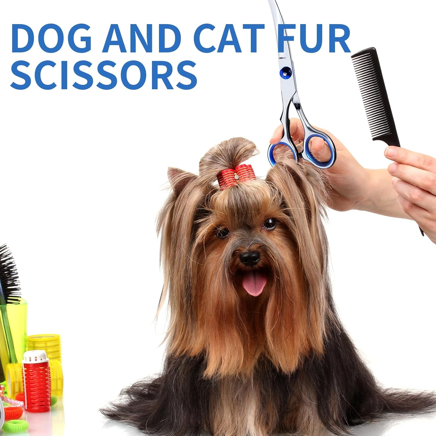 Lithyc Dog Scissors, Pet Grooming Scissors, Curved Dog Scissors, Cat Grooming Scissors, Professional round Grooming Scissors, Pet Care Tools Made of Stainless Steel image number 5