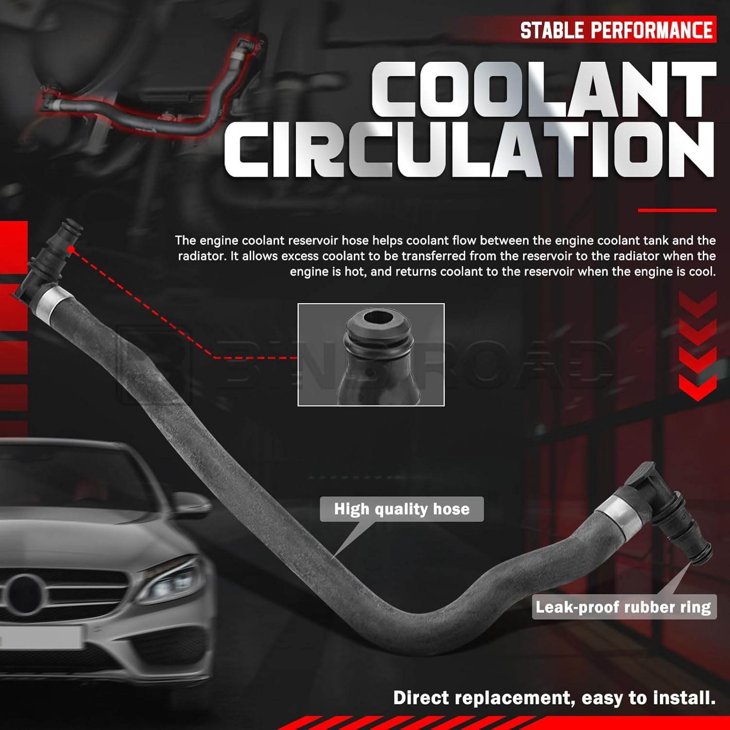 BINB Road Radiator Coolant Hose 2045010925 Compatible with Mercedes Benz C250 W204 2012-2015 image number 1