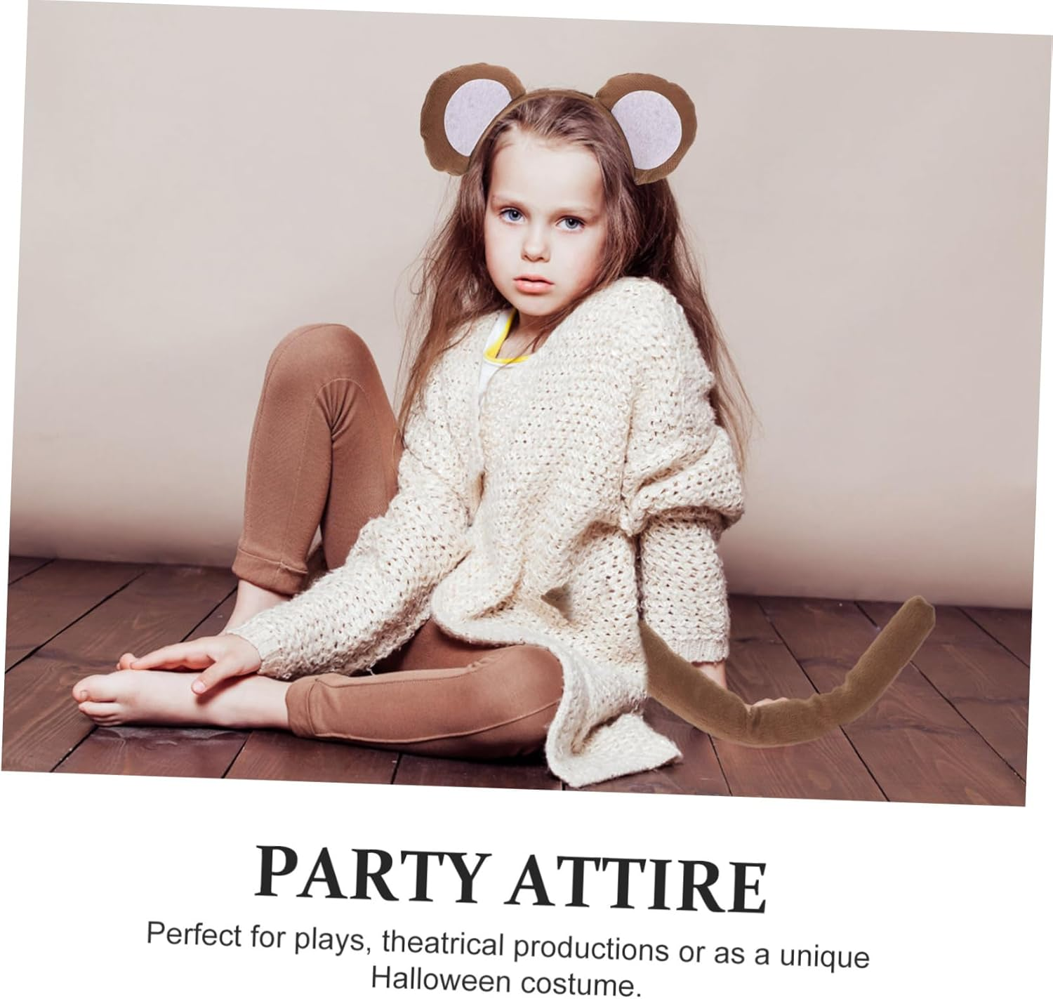 Minkissy 3Pcs Cartoon Animal Dress up Set for Boys and Girls Includes Monkey Headband Bow Tie and Fun Monkey Tail for Costume Party and Jungle Theme Party Decorations image number 5