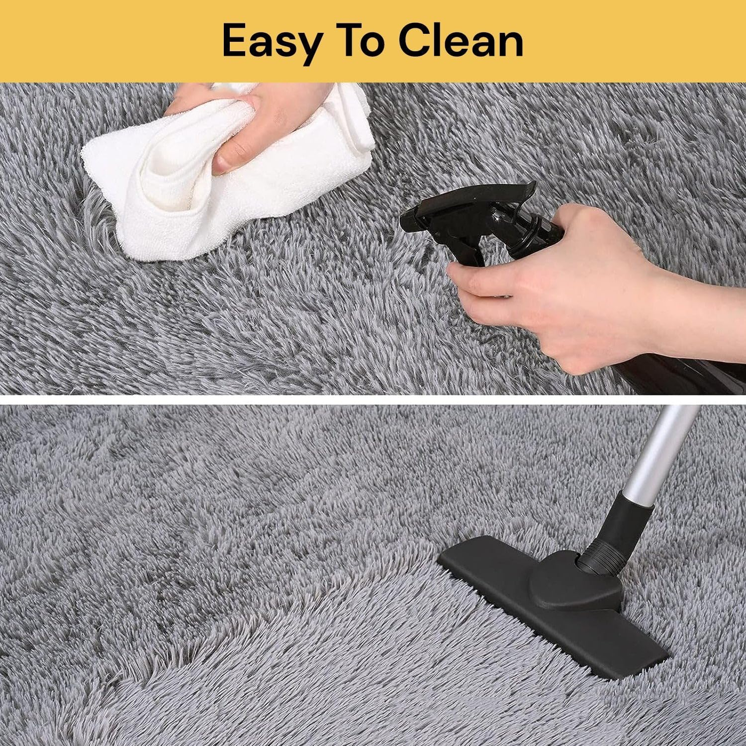 Spendeal Fluffy Area Rug for Home, Soft Shaggy Carpet for Living Room, Bedroom, Lounge, Kids Room, Non-Slip Washable Plush Mat, Nursery Play Rug, Stylish Modern Floor Decor (Grey, 120 X 160 Cm) image number 4