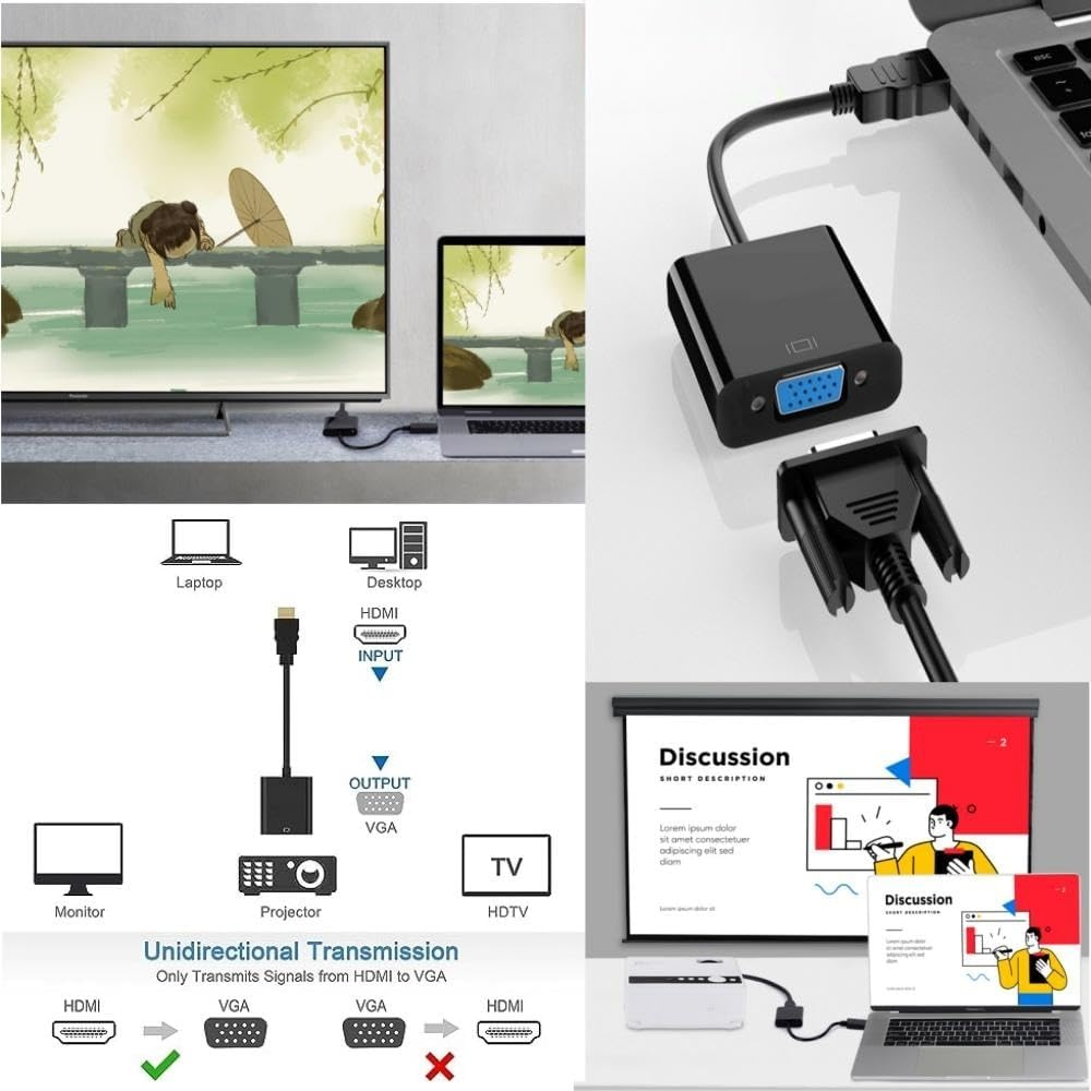 Displayport to VGA Adapter Display Monitor Converter Cable Adapter for Computer PC Desktop Laptop Projector