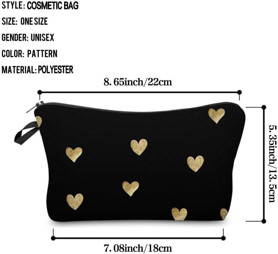 Travel Makeup Case Small, Cosmetic Zipper Bag Waterproof Small Pouch for Purse Mini, Women Cute Traveling Accessories Pouch for Ladies(Stripes Cherry) - Flowers image number 4