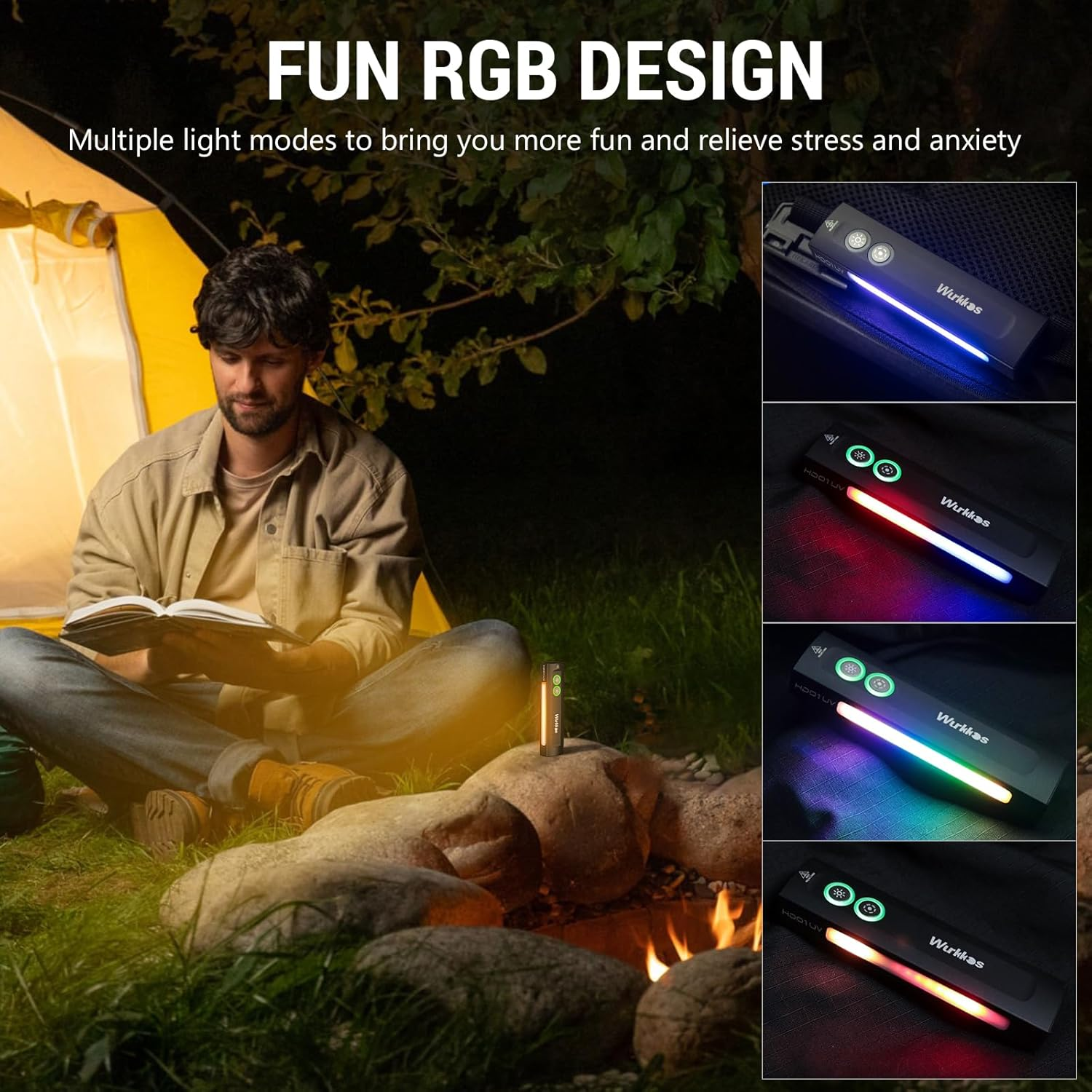 Wurkkos HD01 UV Flashlight,1200 Lumens 365Nm UV Light RGB Light Rechargeable Flat Flashlight,Edc Flashlight for Presentations,Pet Interaction,Emergency,Magnetic Flashlight for Outdoors,Work,Emergency image number 5