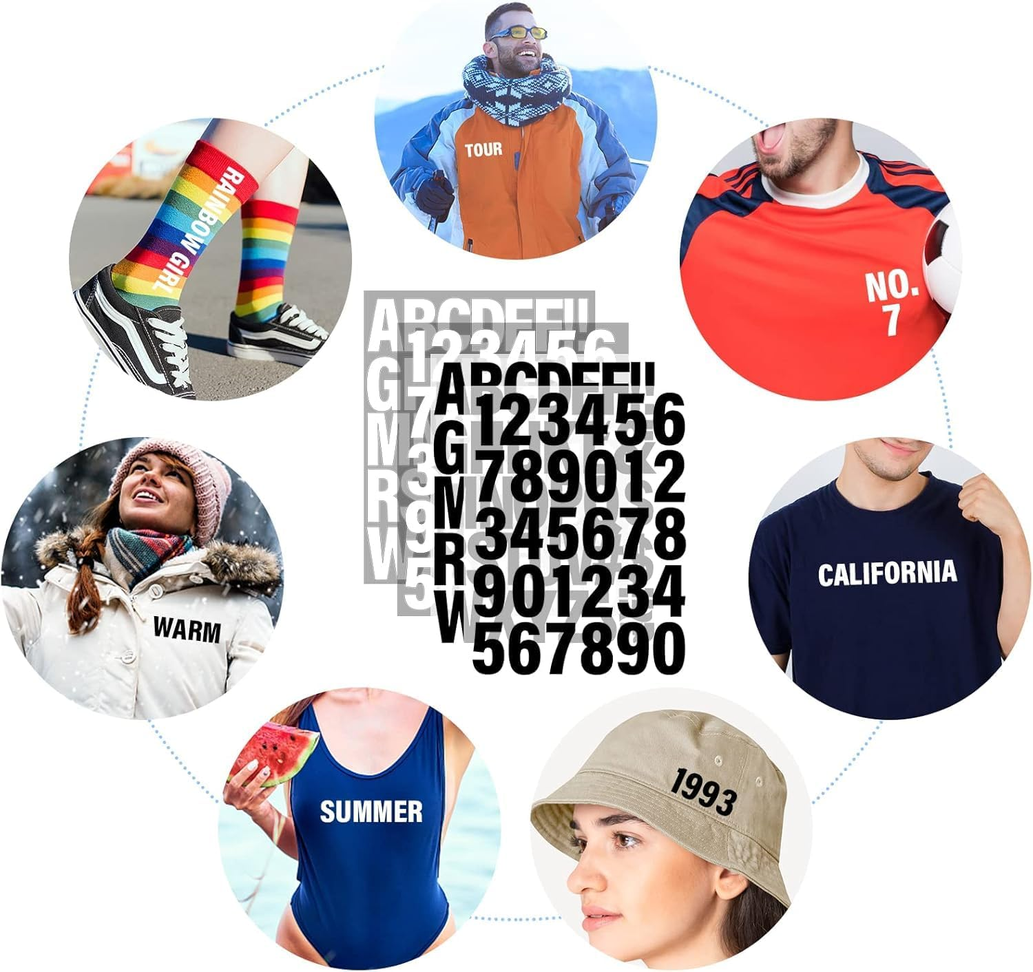 500 Pieces Iron on Letters and Numbers, 2 Inch Iron on Vinyl Letters for Clothing, Heat Transfer Letters with A-Z PU Alphabets Sticker, Iron on Letters for Fabric,T-Shirt Printing DIY Craft（12 Sheets ）