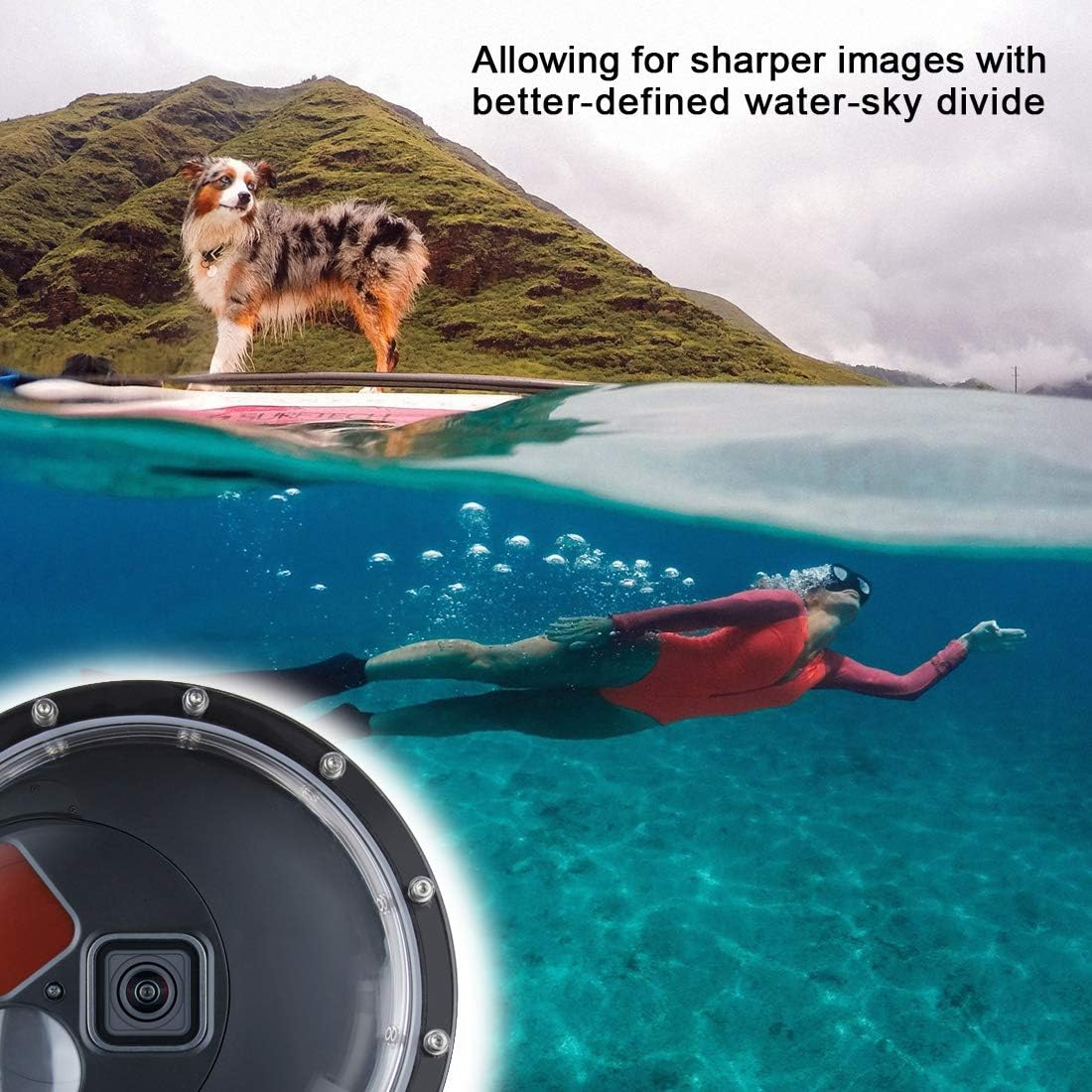 SOONSUN Dome Port for Gopro Hero 9 10 11 12 13 Black, Underwater Dome Lens with Waterproof Housing Case Built-In Switchable Red Filter, 10X Close-Up Macro Filter and Standard Mode image number 6