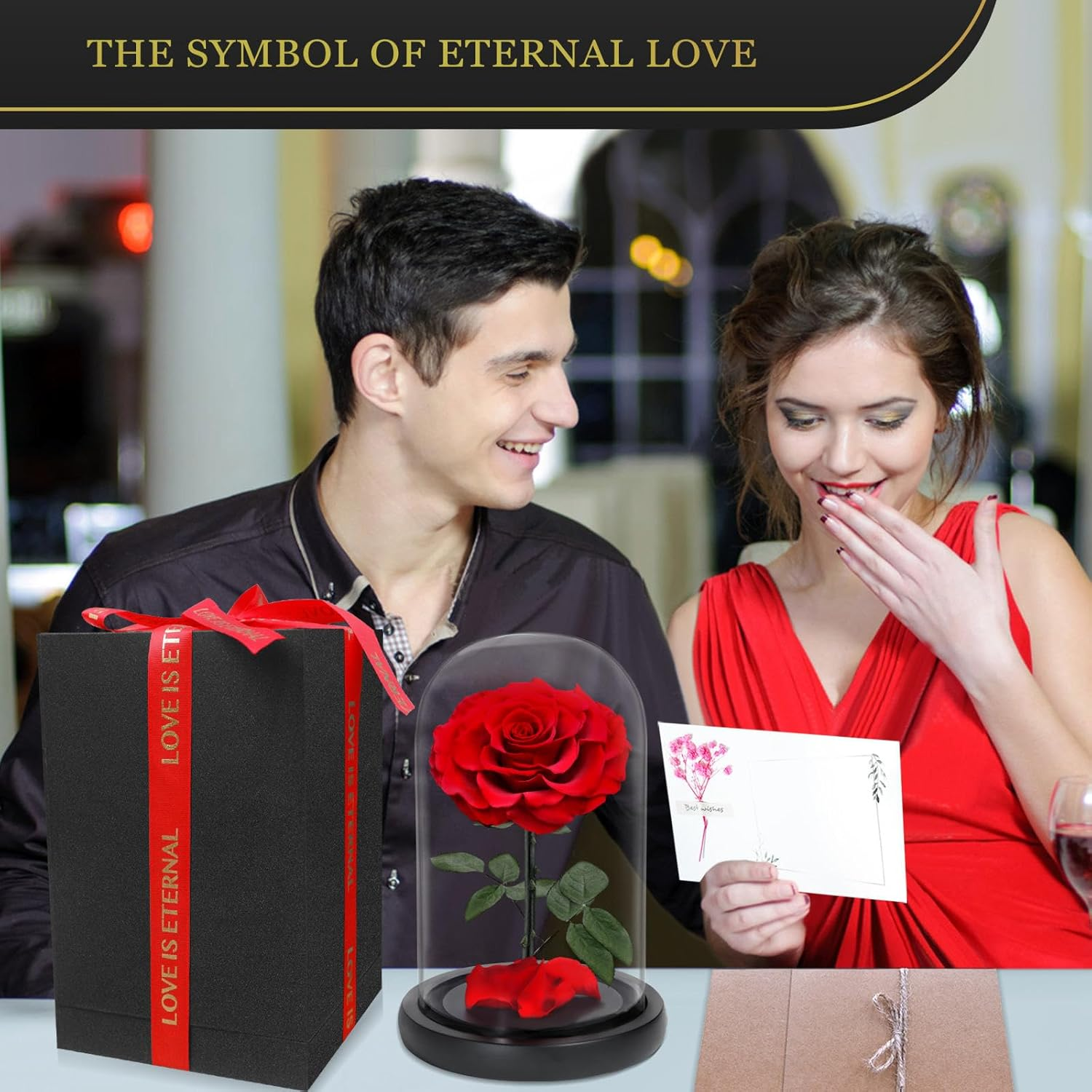 Forever Preserved Rose, Handcrafted Eternal Rose in Glass Dome, Beauty and the Beast Rose, Best Expression of Love for Women, Mother'S Day, Valentines Day, Christmas, Birthday, Anniversary - Red image number 3