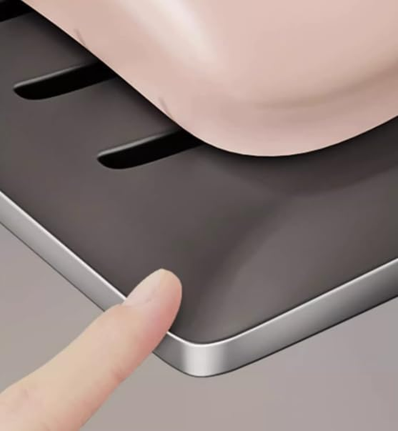 Self-Adhesive Soap Dish for Shower, Bathroom Soap Holder Wall Mount, Soap Savers for Bar Soap and Sponge Easy Drainage, 2 Pack Stainless Steel Soap Dishes for Bar Soap (Grey, One Size) image number 2