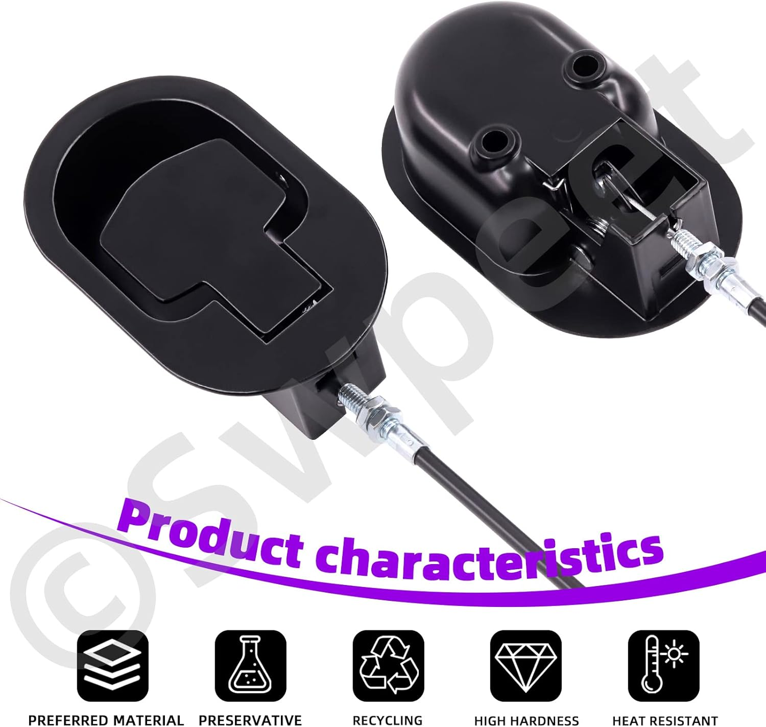 Swpeet 4Pcs Metal Recliner Handle Replacement Parts with Cable, Universal Sofa Chair Recliner Release Pull Handle Replacement Parts with Retaining Clips and Recliner Pull Cable for Furniture Sofa image number 4