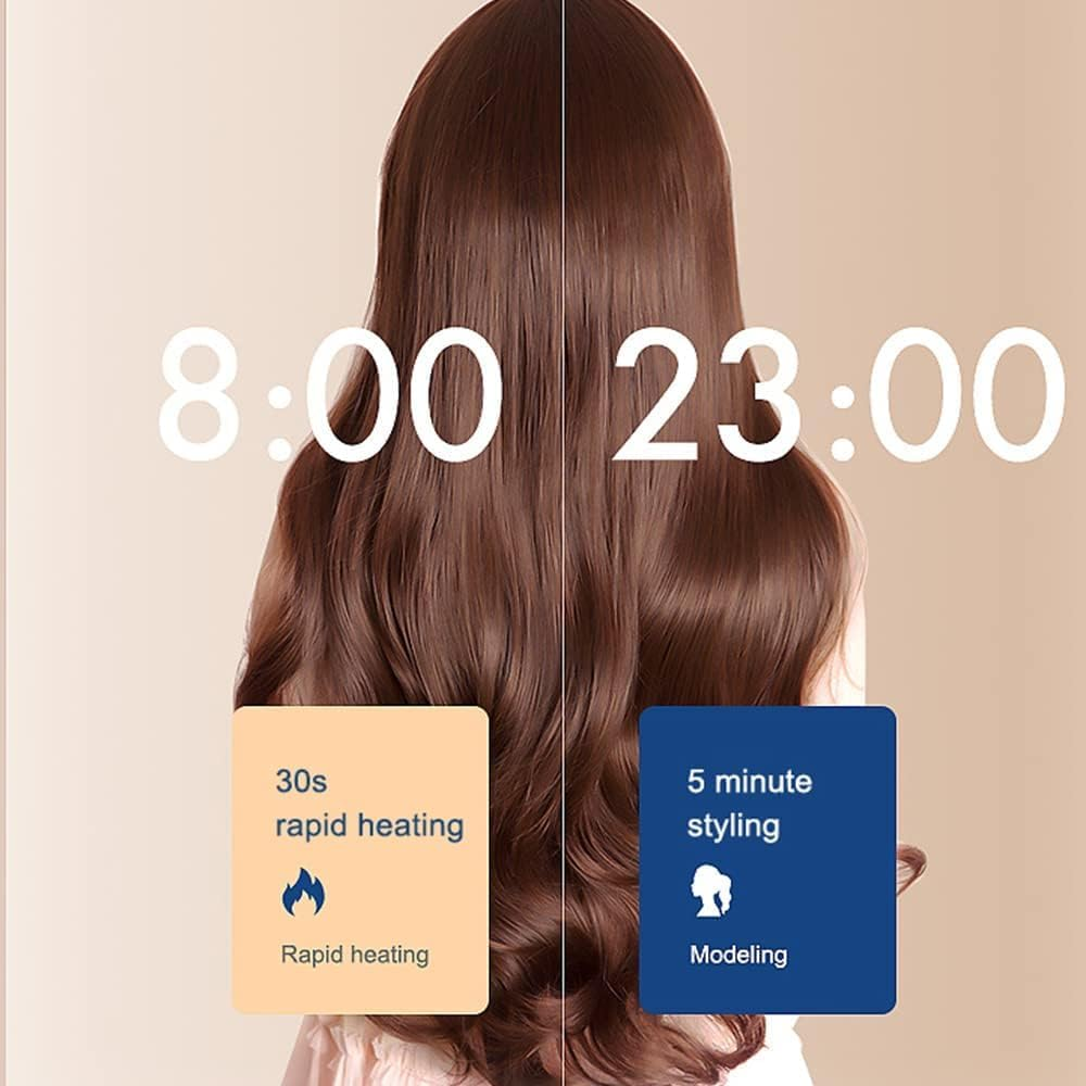 Pink Hair Waver for Beach Waves,1.25 Inch Deep Barrel Curling Iron,Egg Roll Curls Hair Curler, Hair Crimper Iron Heat up Quickly Last Long Dual Voltage image number 1