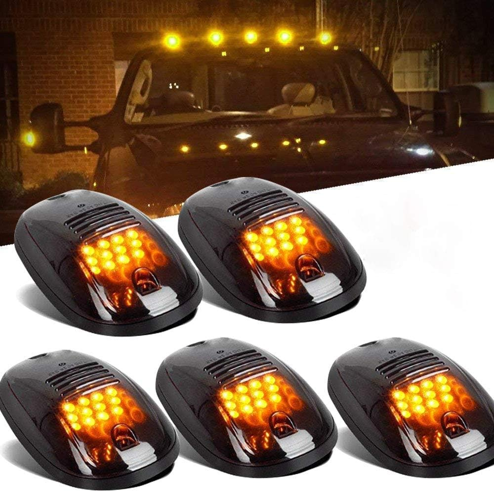 HOCOLO Amber LED Cab Marker Lights Roof Top Running Clearance Lights for Truck SUV Pickup (Black Smoked Lens with T10 Amber Light) - Amber,Yellow image number 2