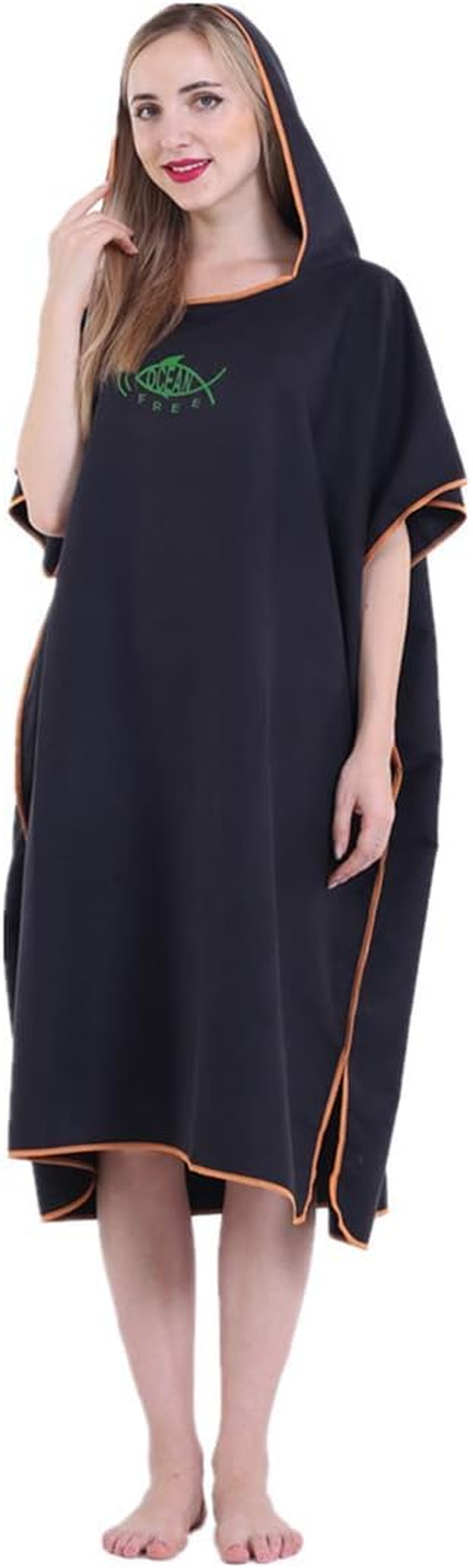 X-Labor Unisex Bath Poncho Beach Towel Microfibre Quick Drying Bathrobe Poncho with Hood Shower Towel Swimming Surfing Beach Diving Bath Resort, A-Dark Blue, One Size