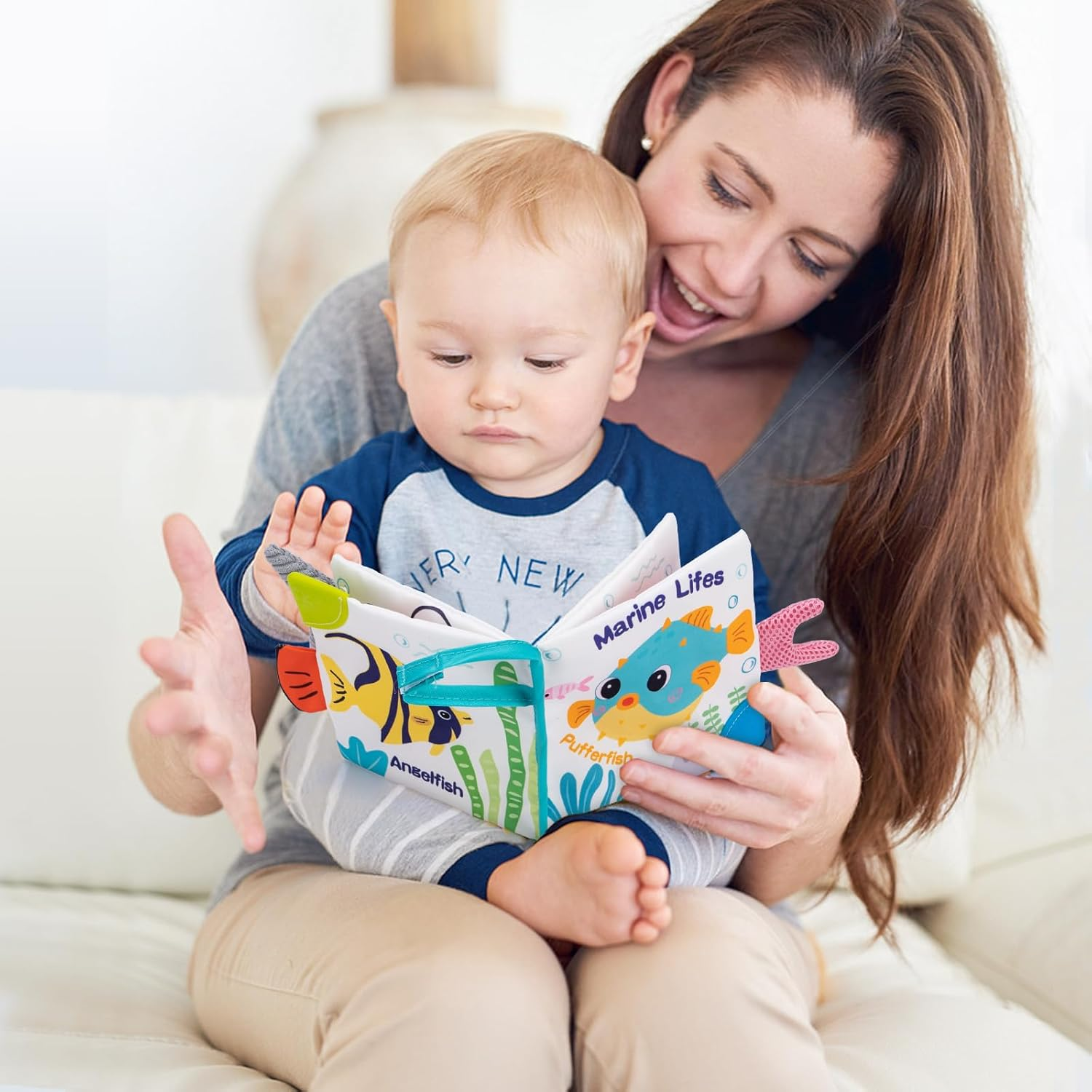 Jenilily Baby Soft Cloth Books, 2 Pack, Touch and Feel Bath Books for Newborn Infants image number 4