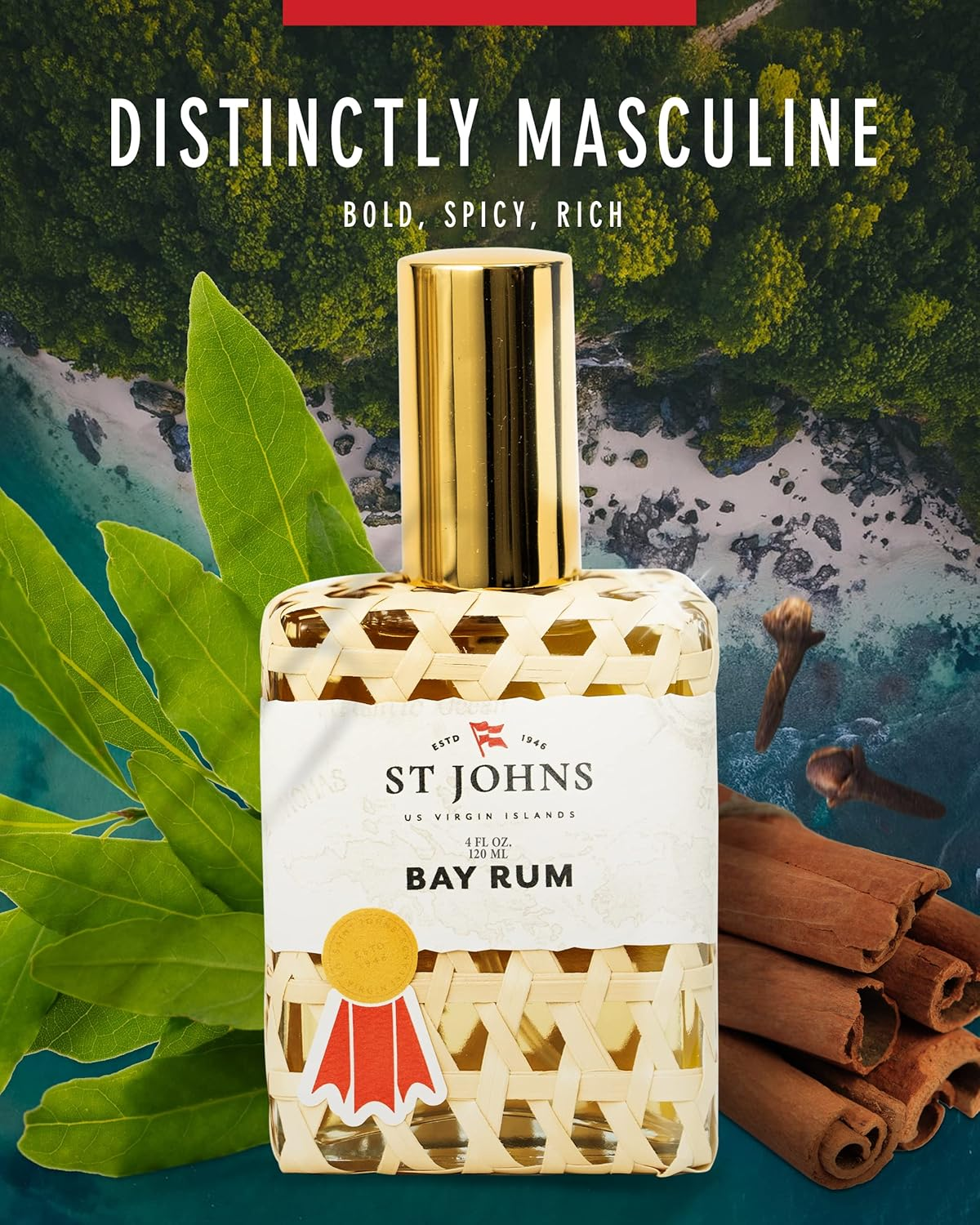 St Johns Fragrance Company Bay Rum Aftershave Cologne 4 Oz Spray image number 4