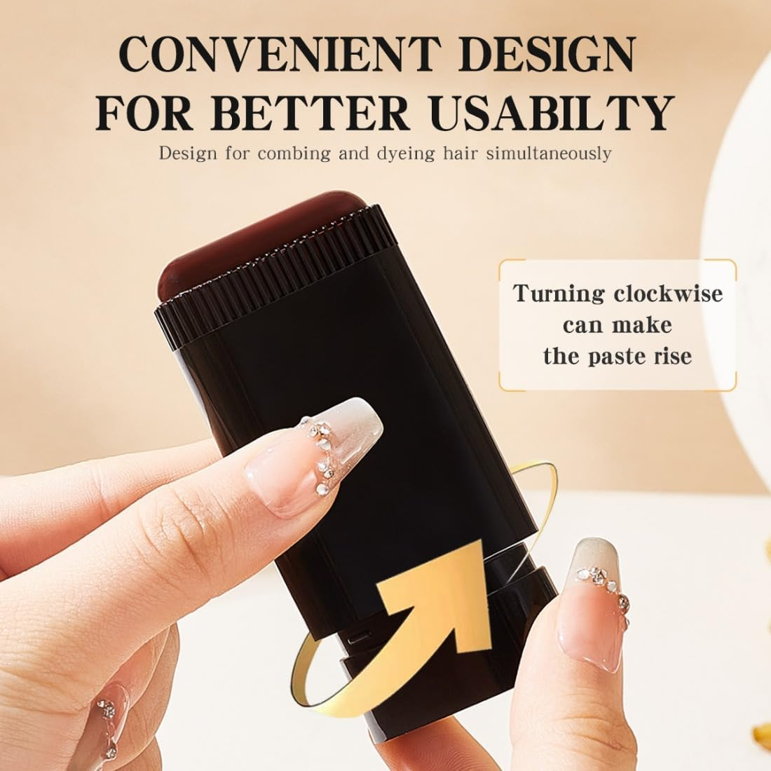 Carylook Hair Color Stick, Upgraded Waterproof and Sweat-Proof Hair Dye Stick, Portable Hair Color Touch-Up Stick with Comb, Quick and Easy Coverage (Black*1) (Black Brown*1) - Black Brown*1 image number 2