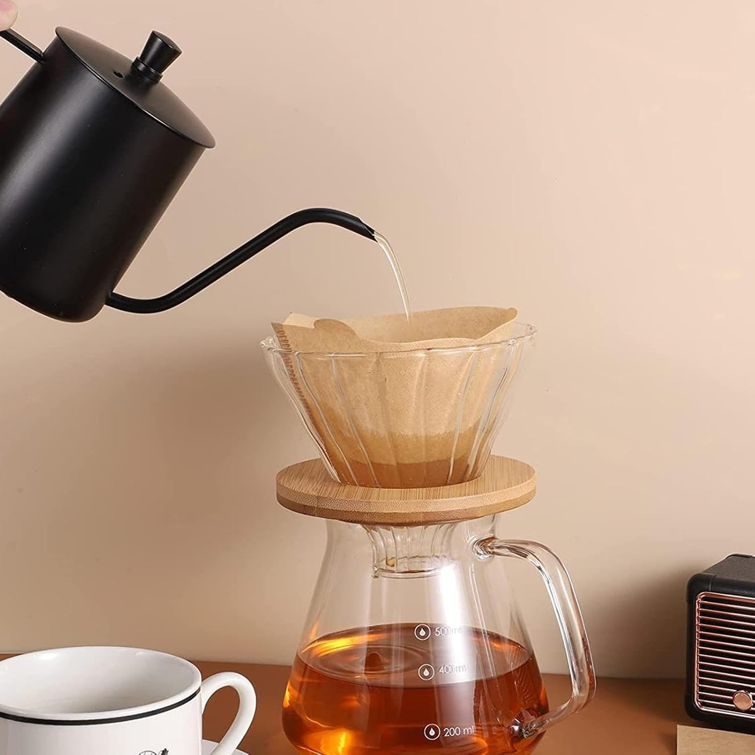 Coffee Filters Cone Paper - Natural Paper Coffee Filters 2-4 Cup,2-4 Cups for Pouring over Coffee Filter, 100 Count Filters (Natural Brown) Health & Household Unbleached for Drip Coffee Maker Pochy