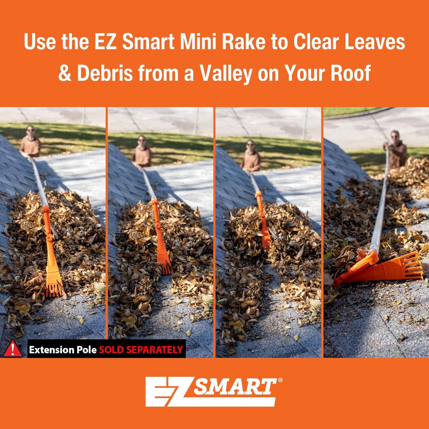 EZ Smart Mini Rake, Great for Removing Leaves and Branches from Roofs, Gutters and Other Out-Of-Reach Areas Where Debris Accumulates. image number 3