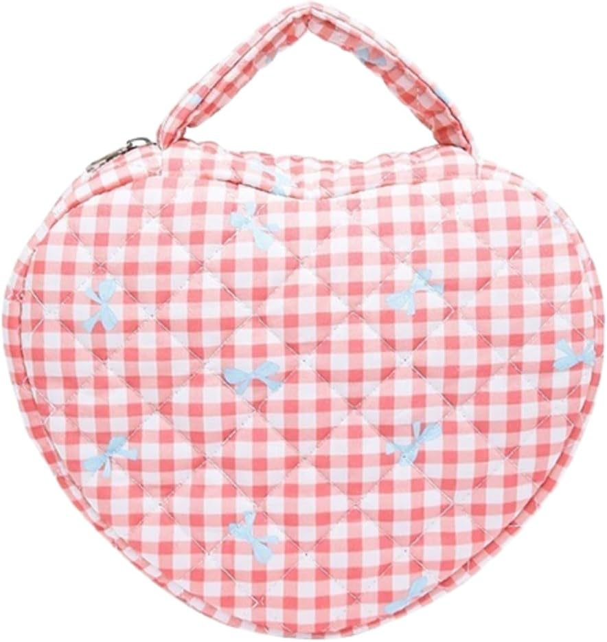 Cotton Makeup Bag for Women - Travel-Friendly Cosmetic Pouch with Soft Fabric - Red Heart image number 6