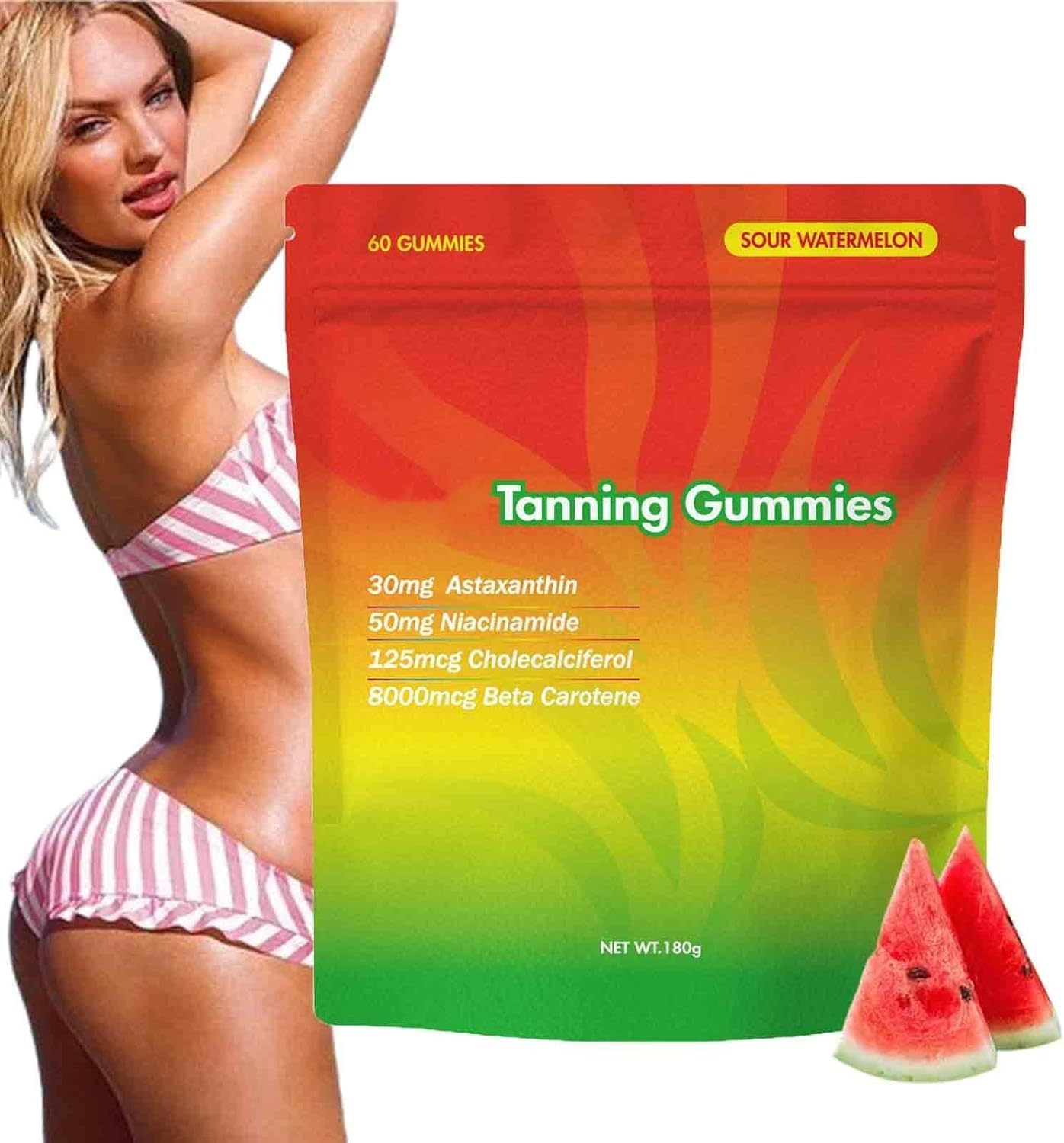 Tanning Gummies,Natural Tanning Gummies,Tanning Gummies with Astaxanthin,Lycopene & Beta Carotene for Skin Health & Glow,Vegan,Non-Gmo,60 Gummies image number 5